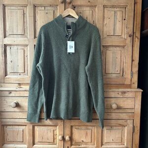 NWT Bob Timberlake Large Green Quarter Button‎ Knit Sweater